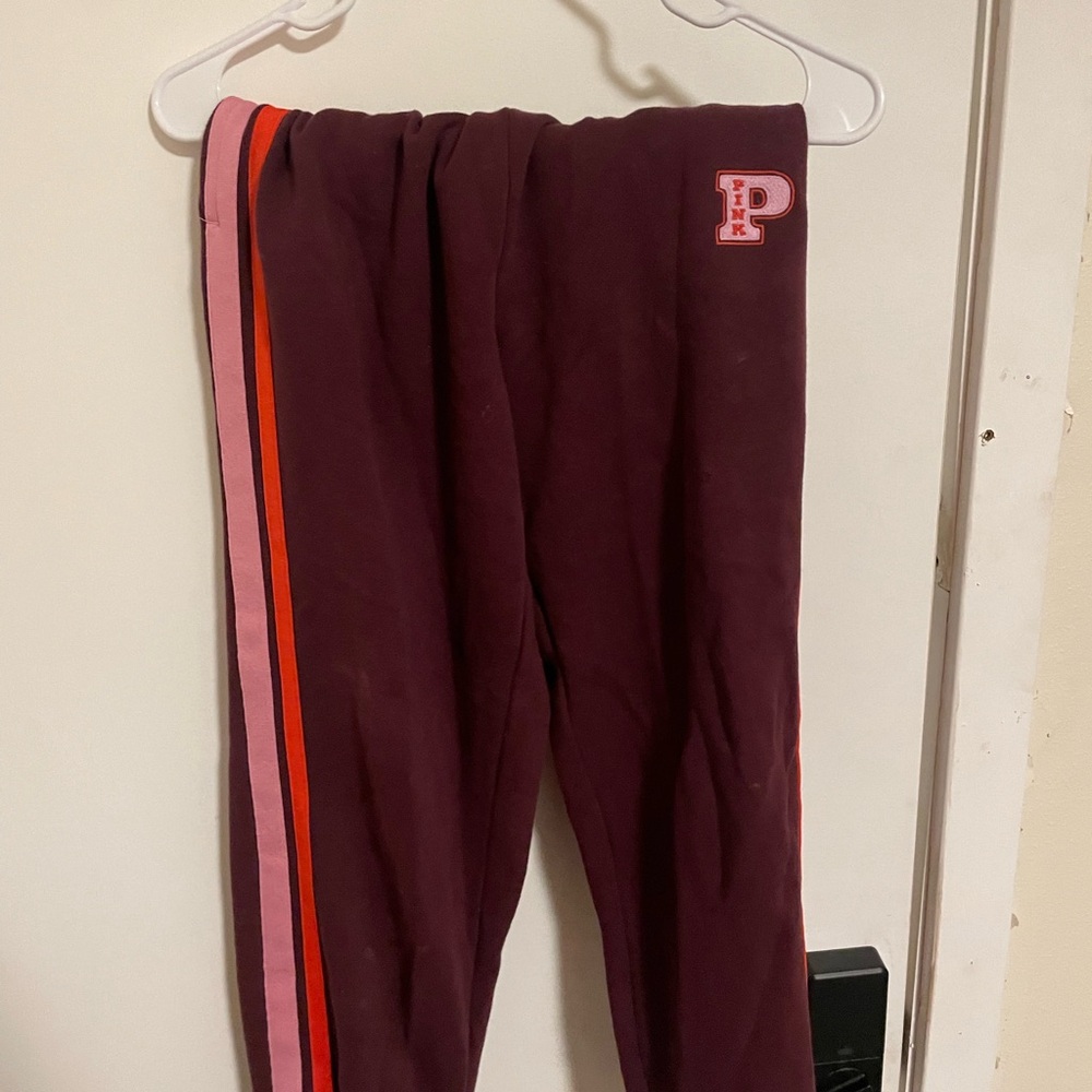 Kids Maroon Leggings with ink and Orange Stripes